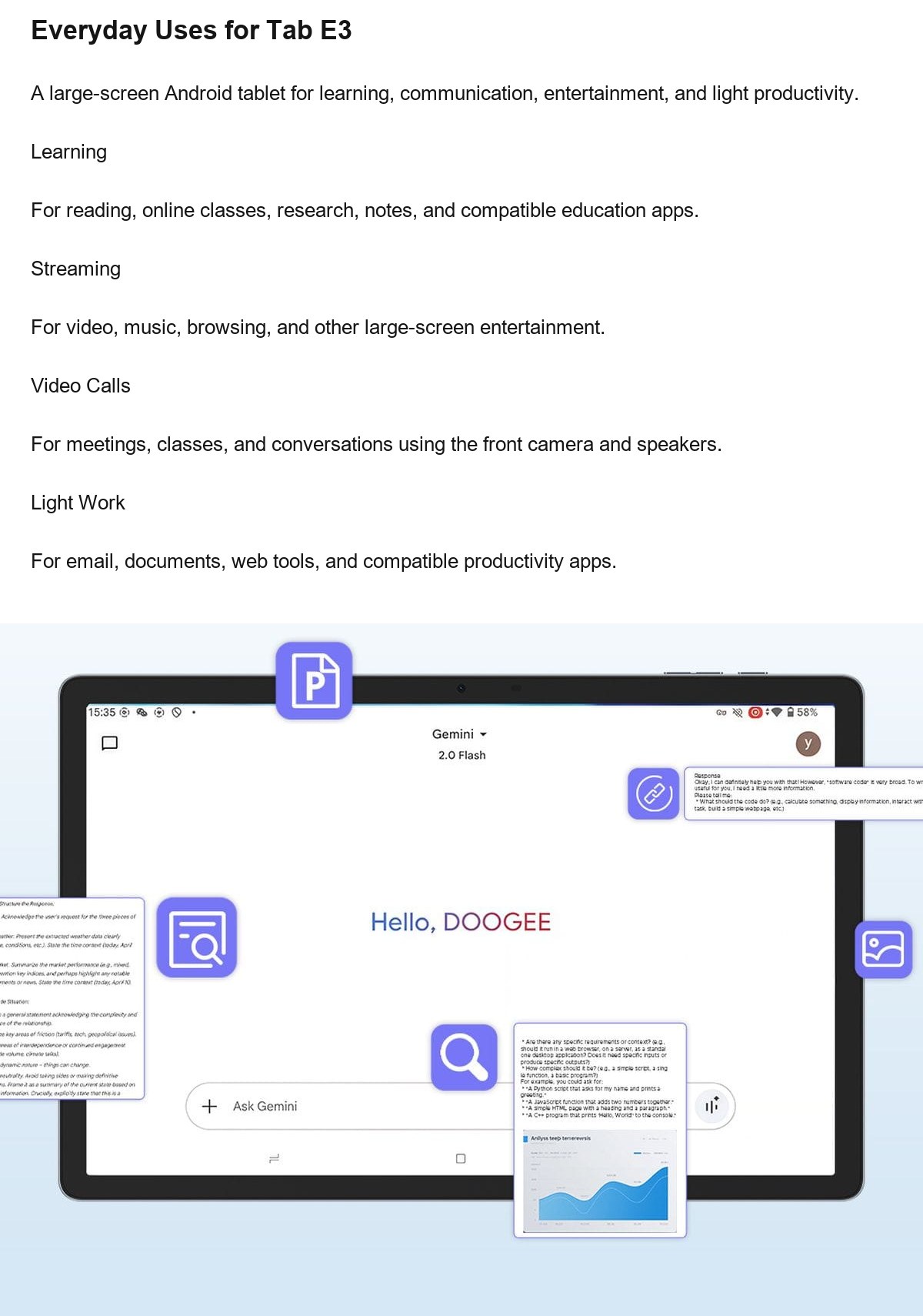 DOOGEE Tab E3 product features 20