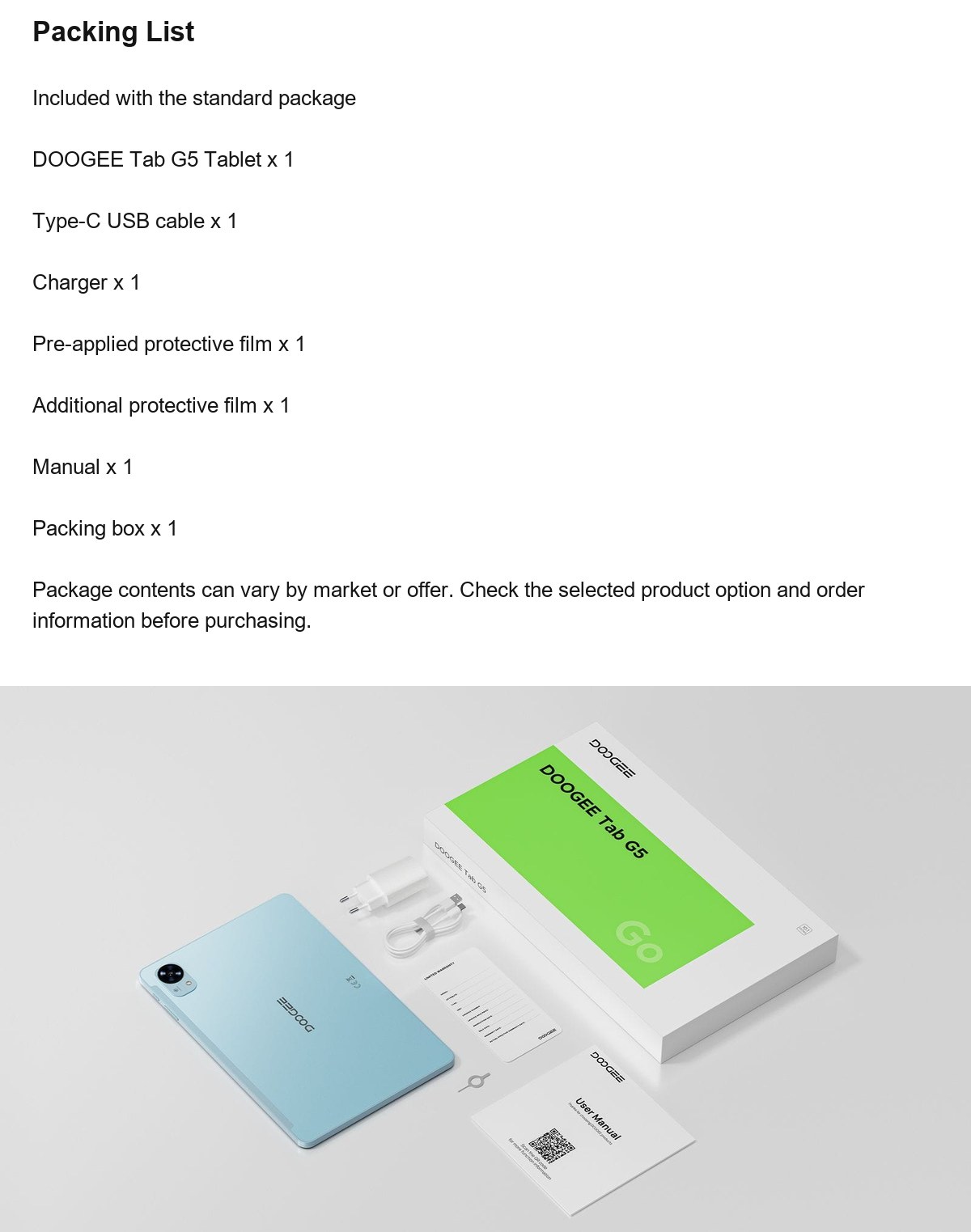 DOOGEE Tab G5 product features 24