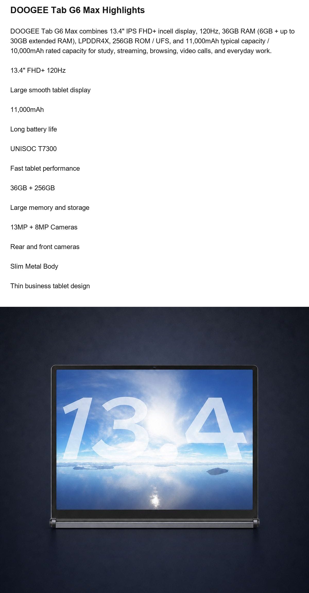 DOOGEE Tab G6 Max product features 2