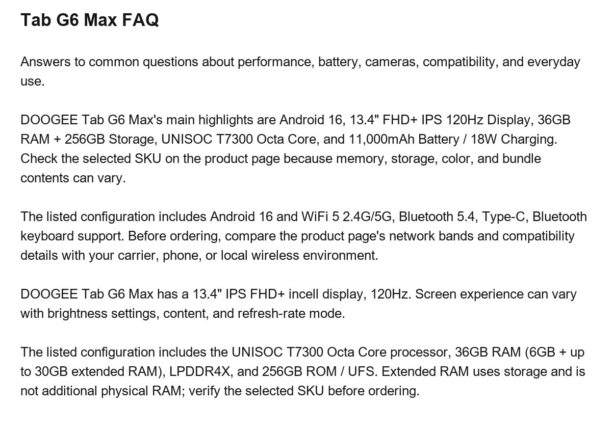 DOOGEE Tab G6 Max product features 26