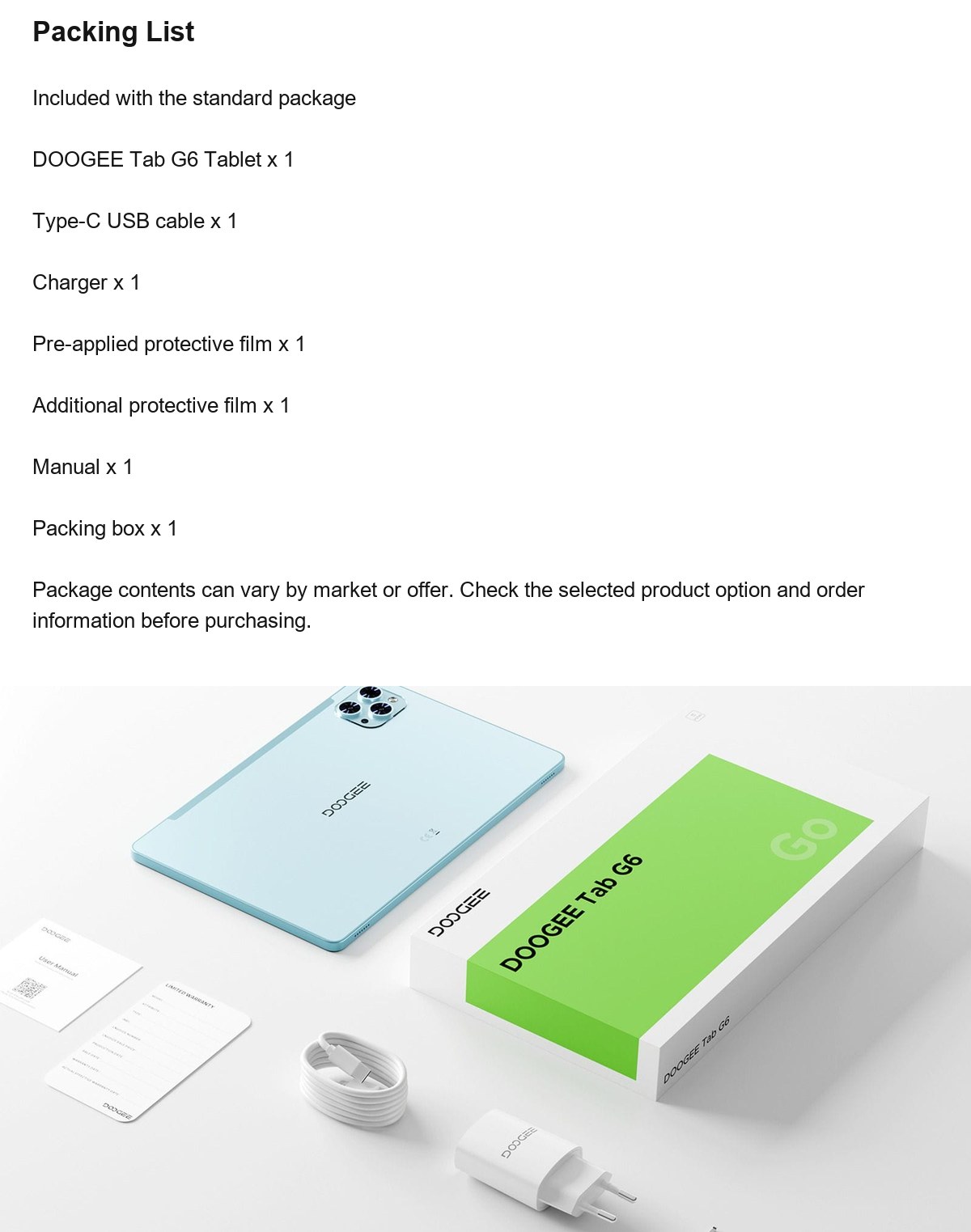 DOOGEE Tab G6 product features 24