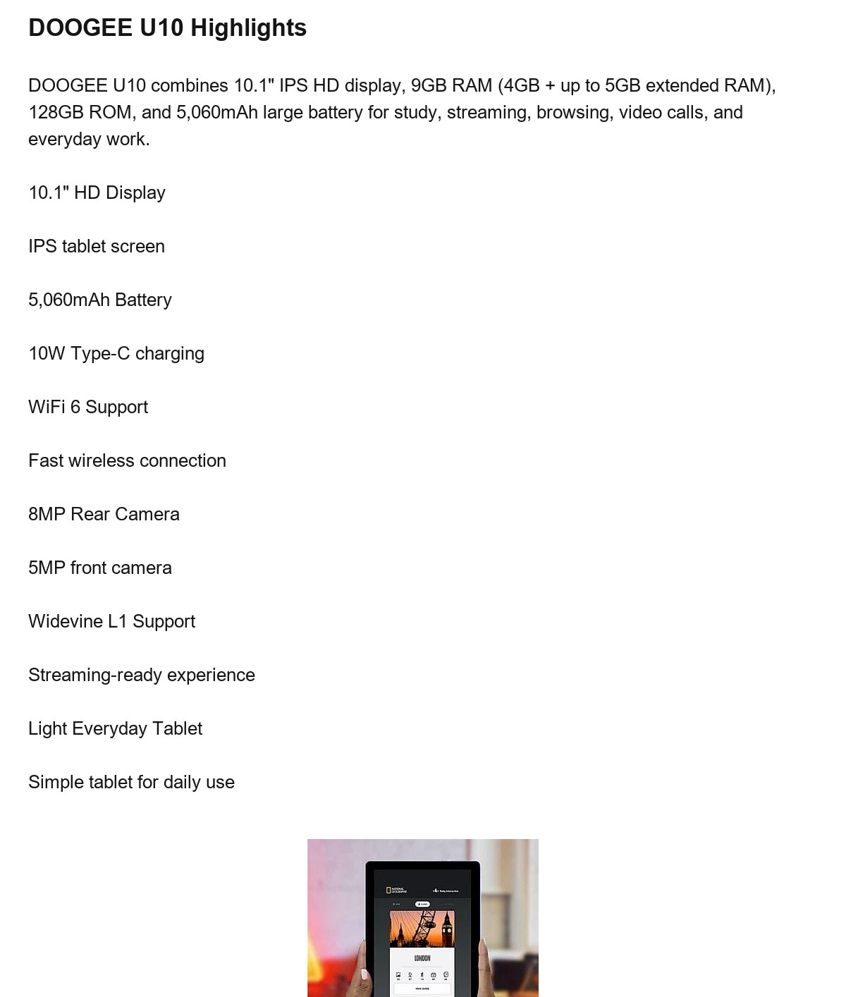 DOOGEE U10 product features 2