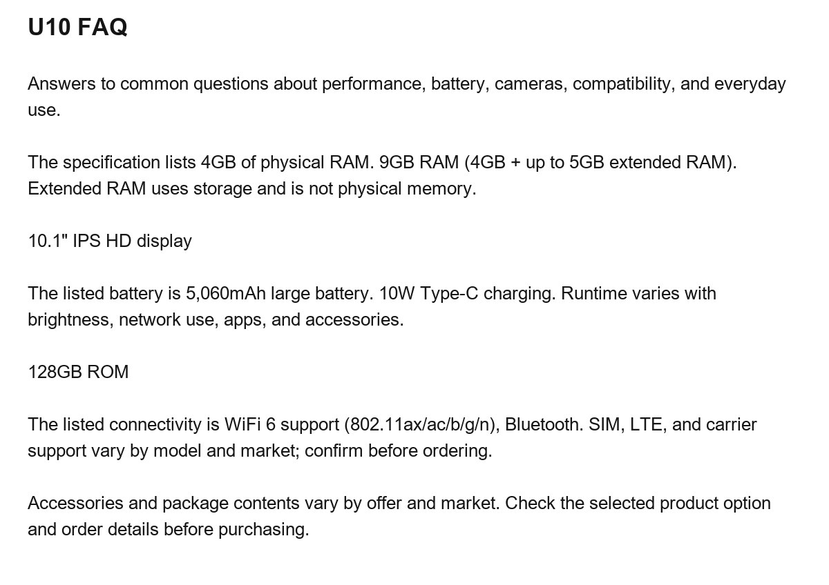 DOOGEE U10 product features 23