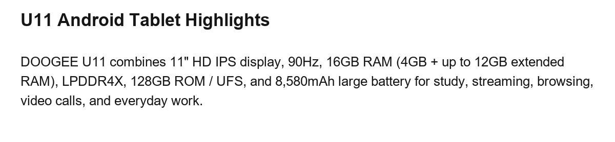 DOOGEE U11 product features 8
