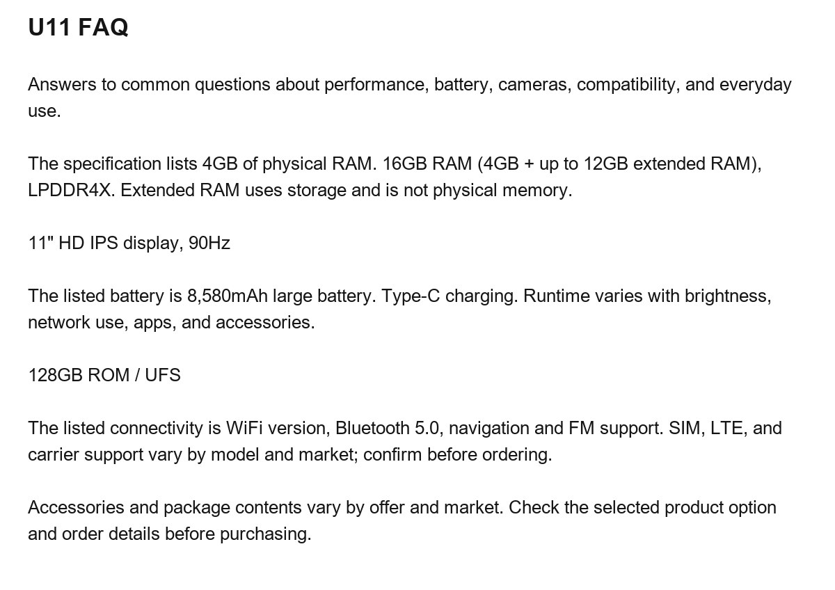 DOOGEE U11 product features 24
