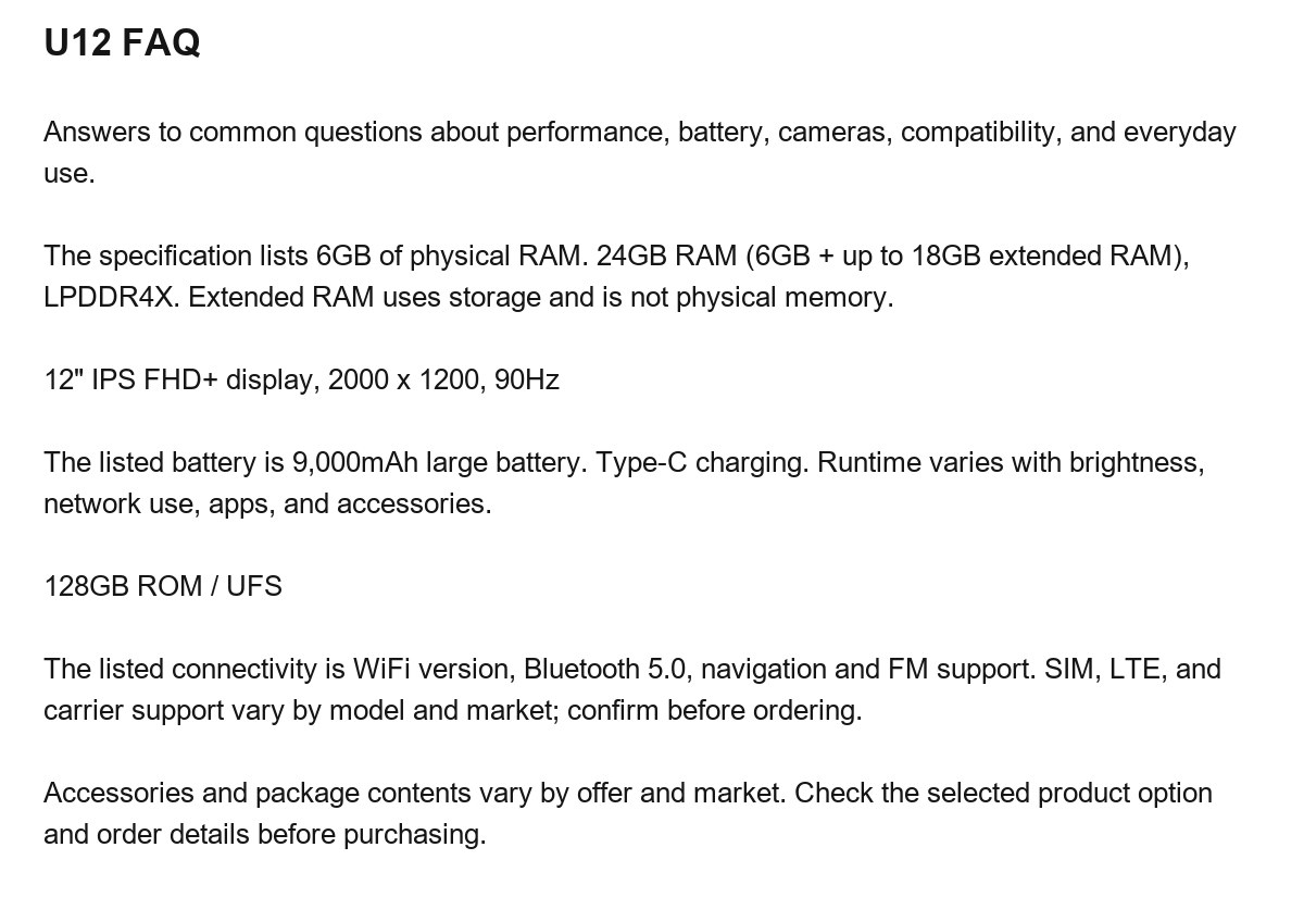 DOOGEE U12 product features 25