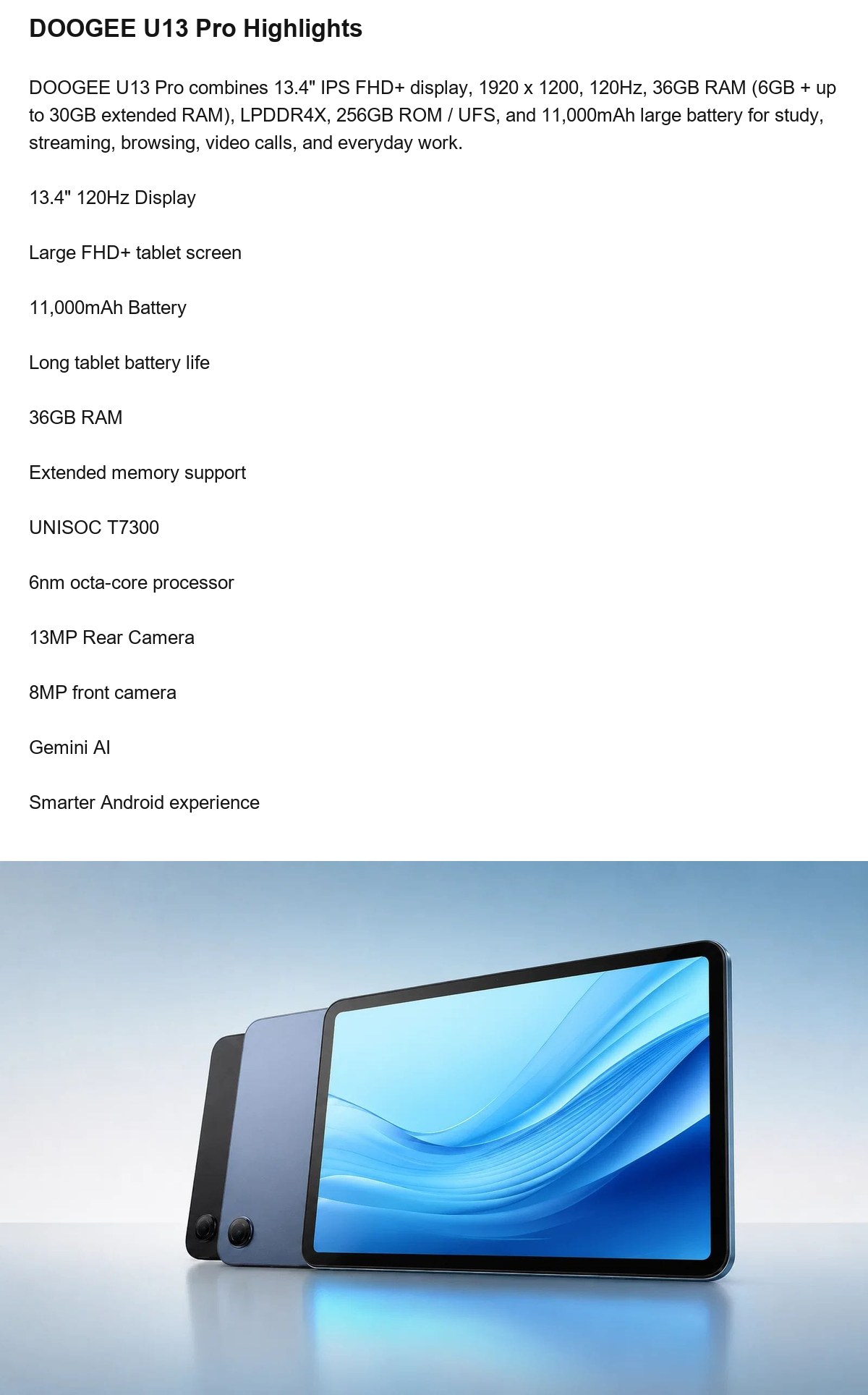 DOOGEE U13 Pro product features 2