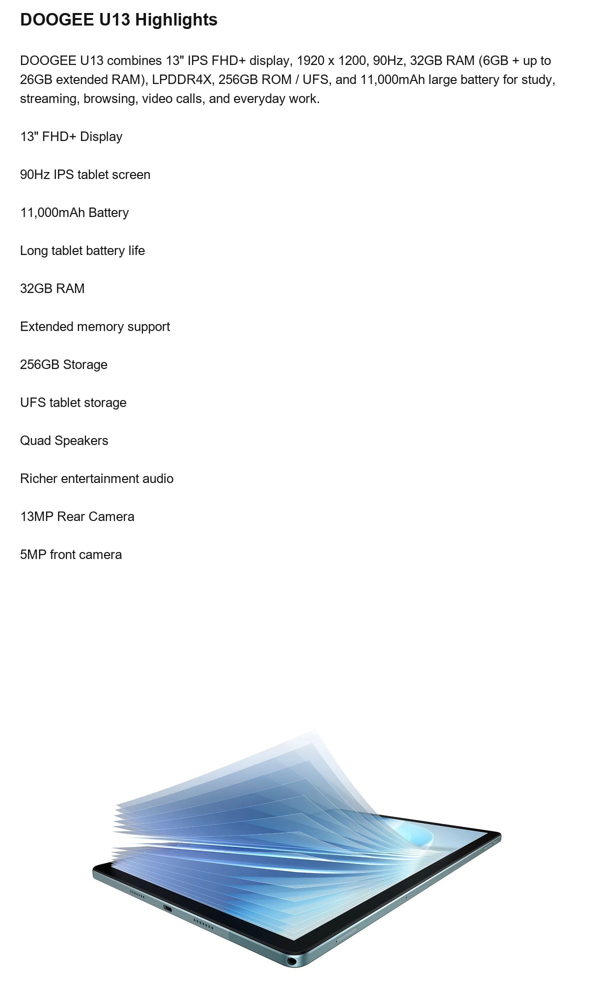 DOOGEE U13 product features 2