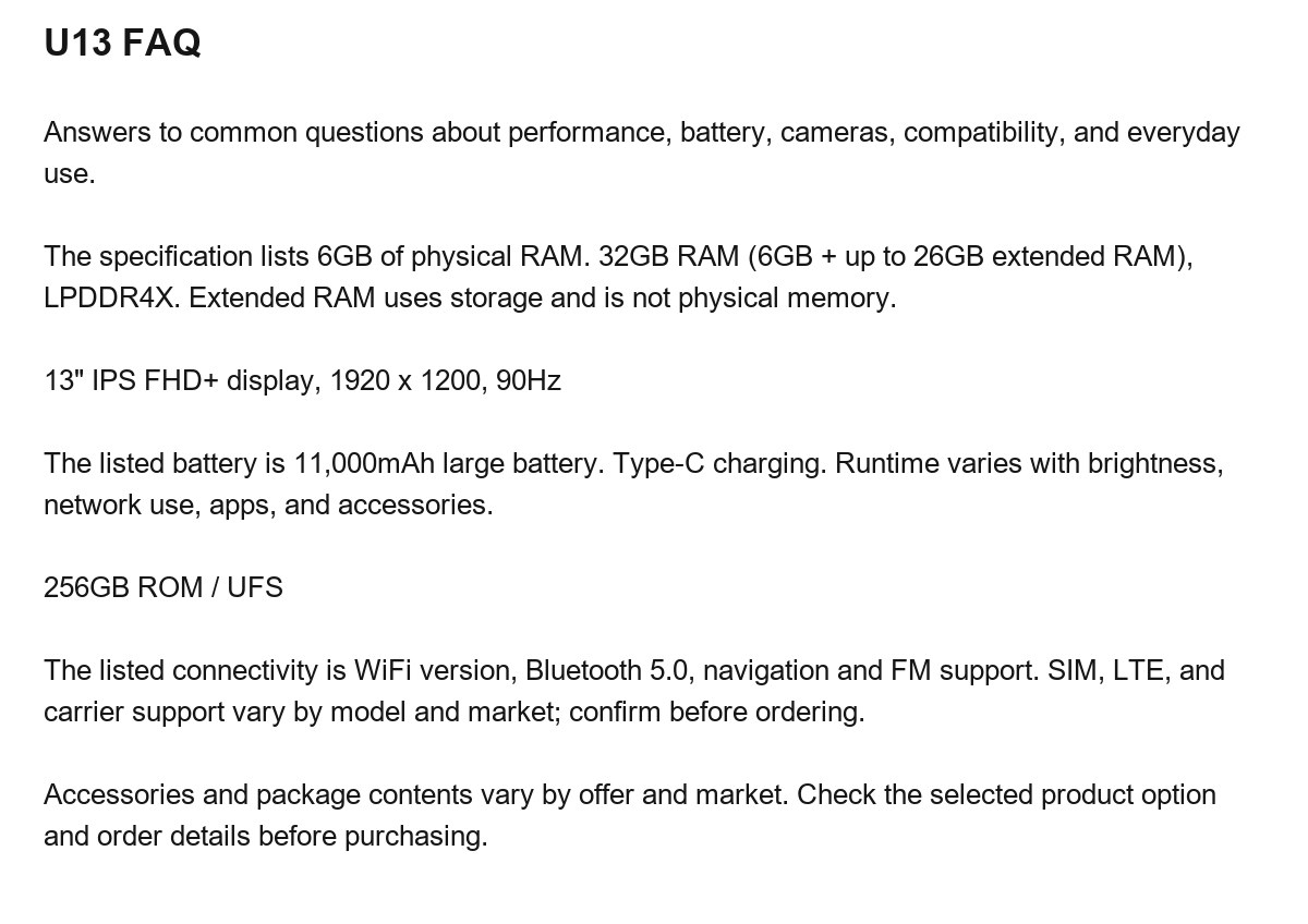 DOOGEE U13 product features 24