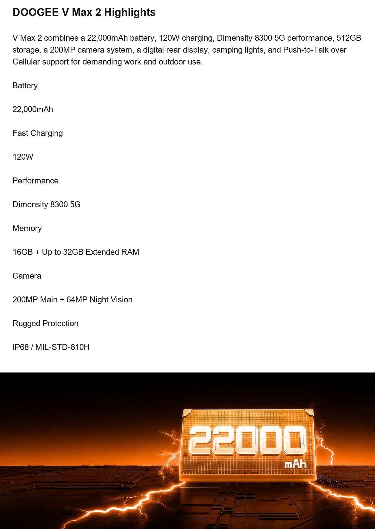DOOGEE V Max 2 product features 2