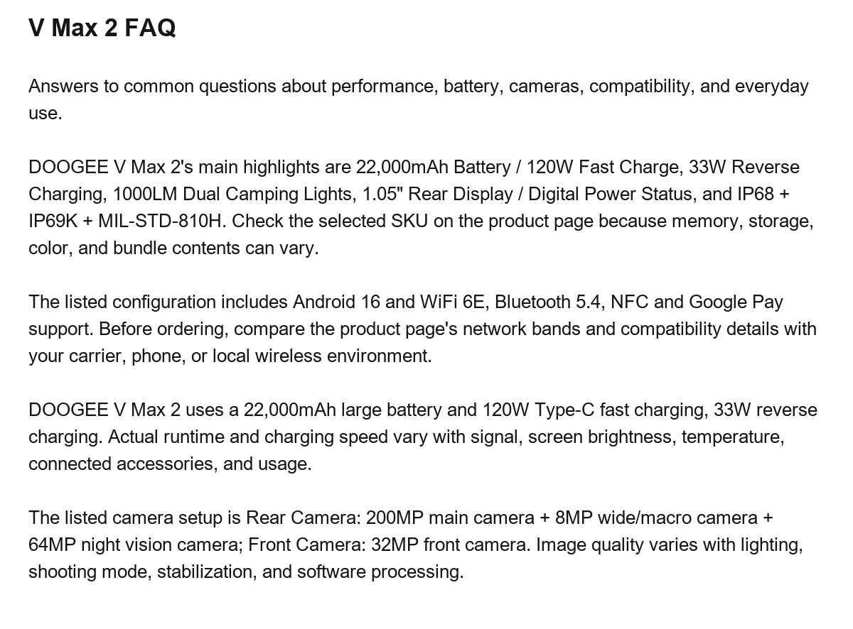 DOOGEE V Max 2 product features 24