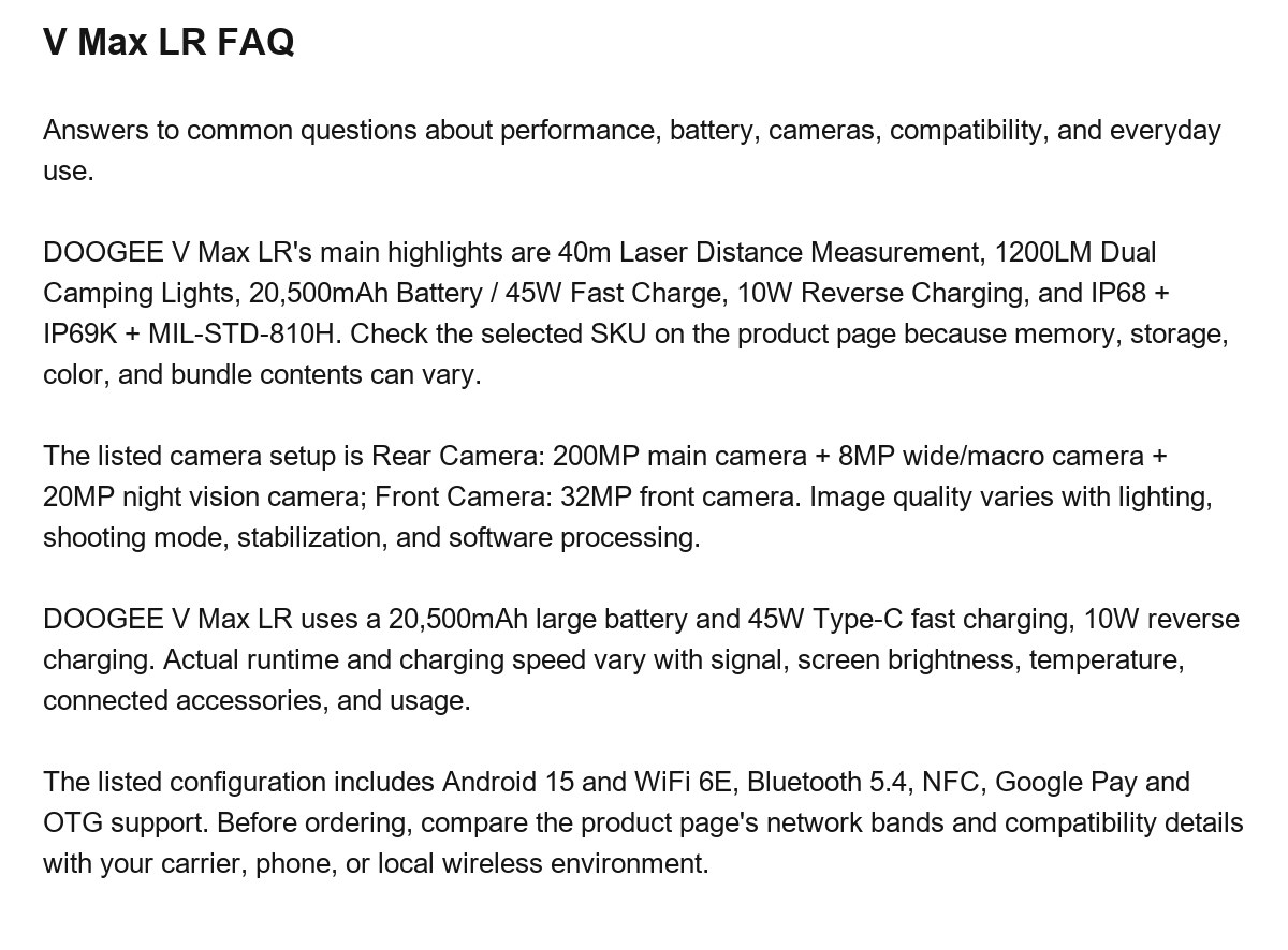 DOOGEE V Max LR product features 24