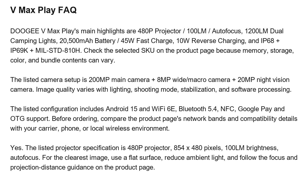 DOOGEE V Max Play product features 31