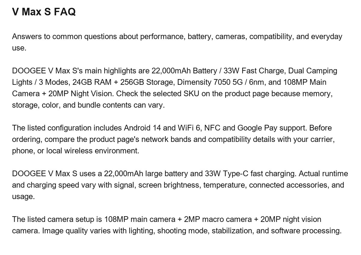 DOOGEE V Max S product features 25