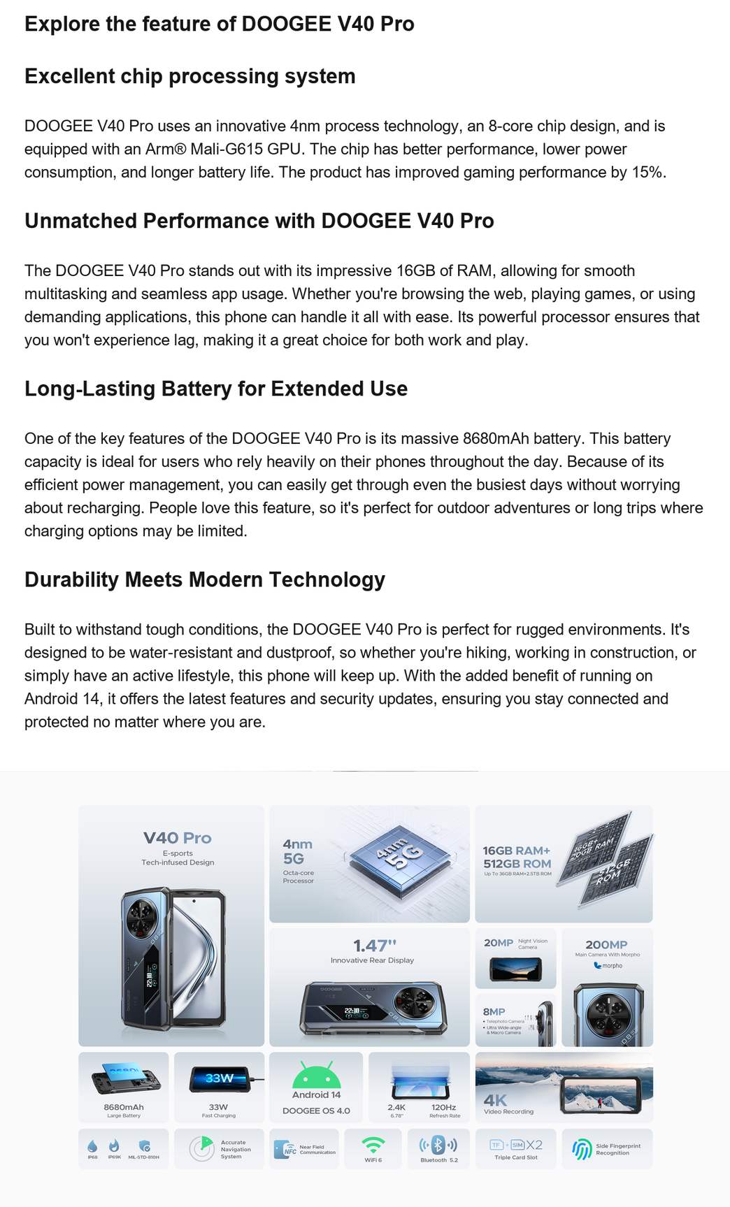 DOOGEE V40 Pro product features 1