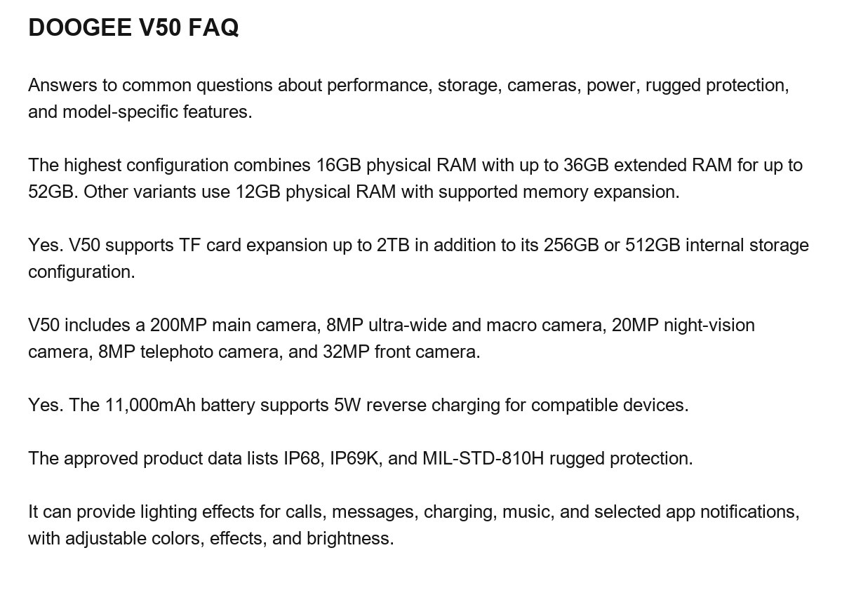 DOOGEE V50 product features 27
