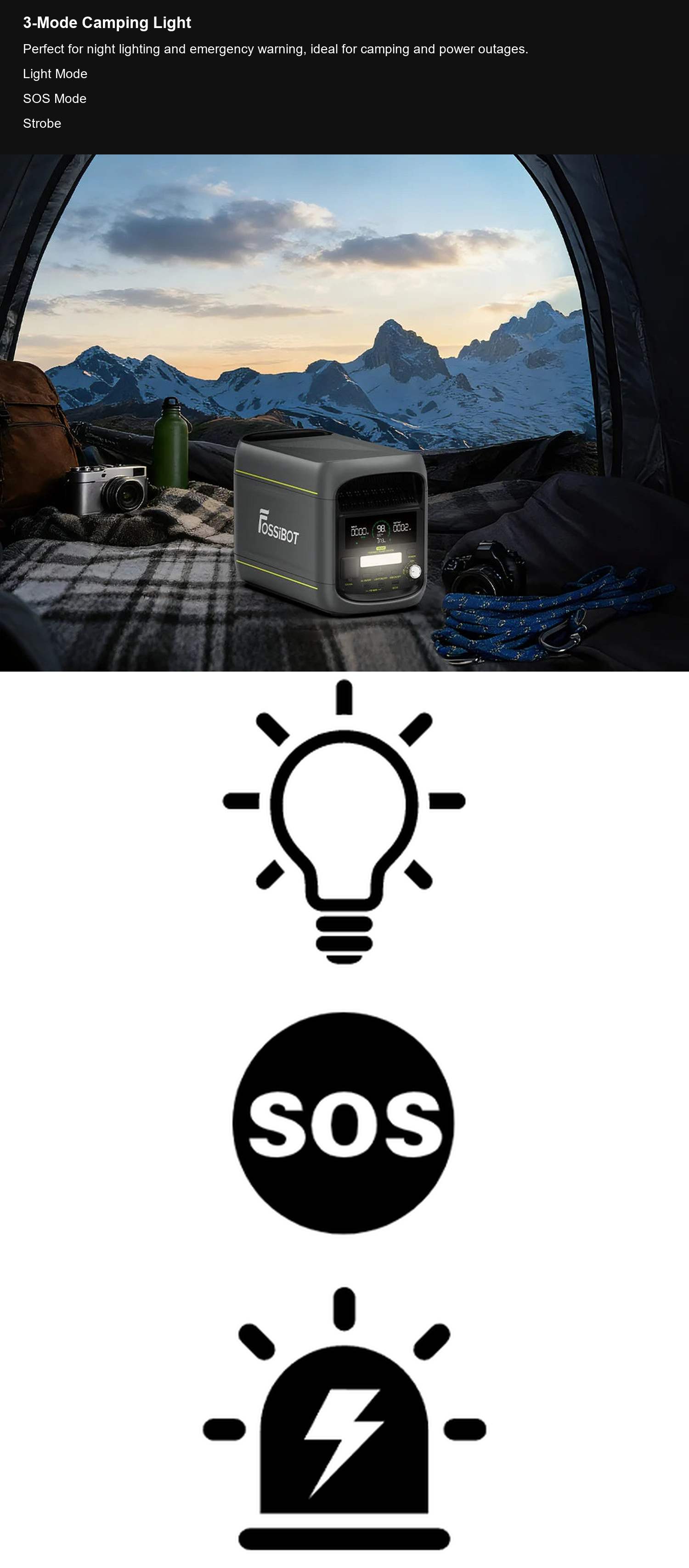 FOSSiBOT F1800 3-Mode Camping Light