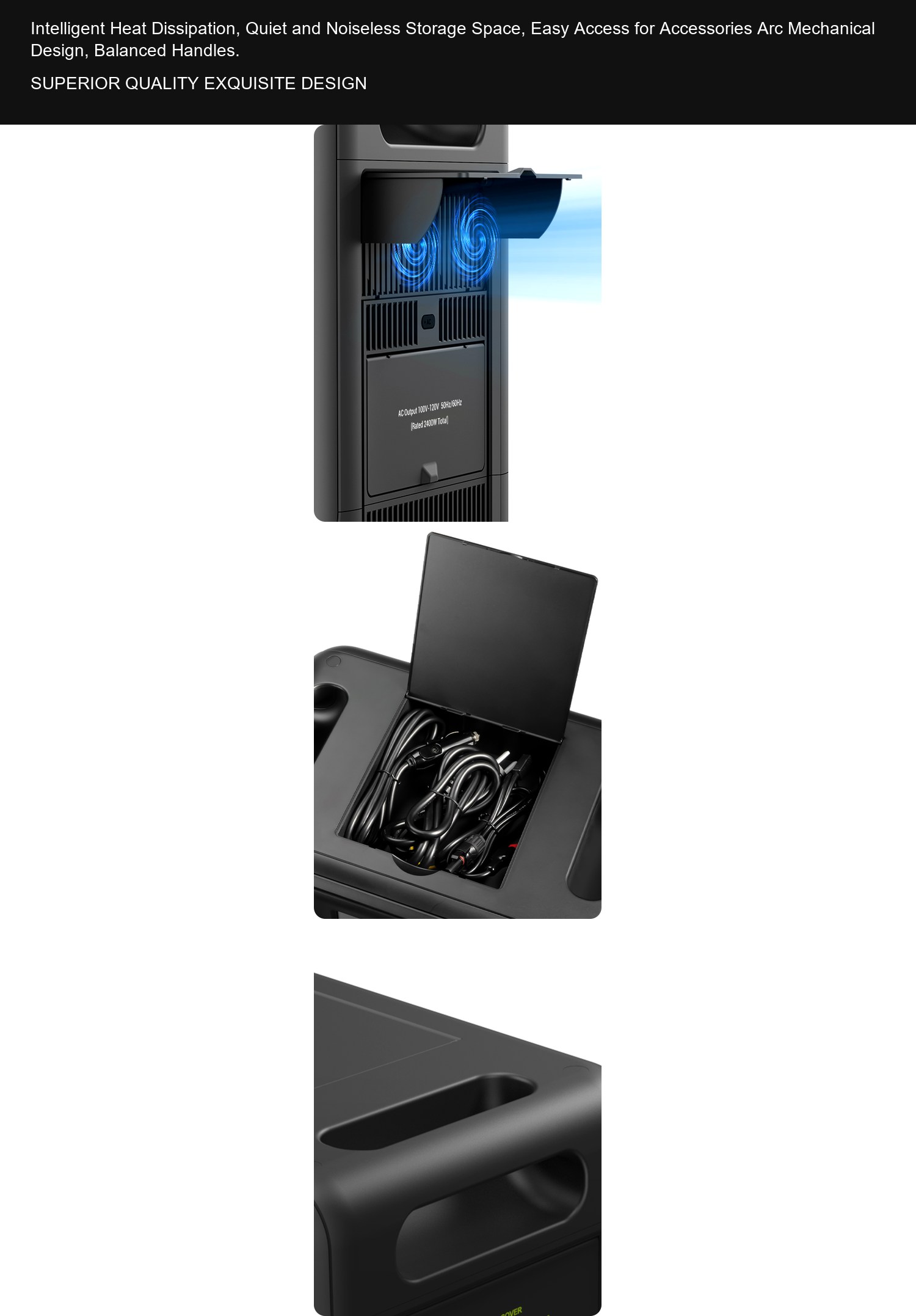 FOSSiBOT F2400 Intelligent Heat Dissipation, Quiet and Noiseless Storage Space, Easy Access for Accessori