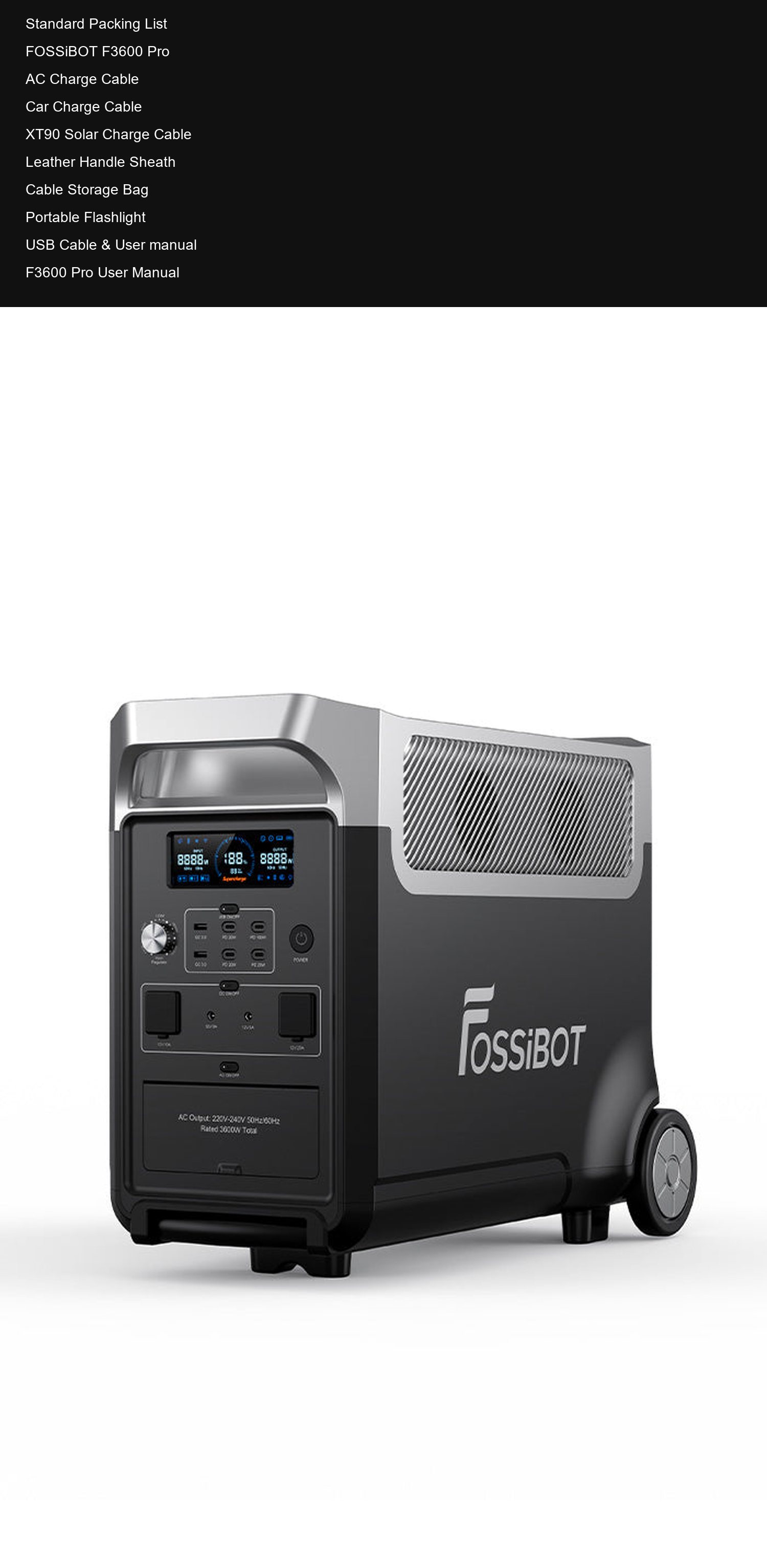 FOSSiBOT F3600 Pro Standard Packing List