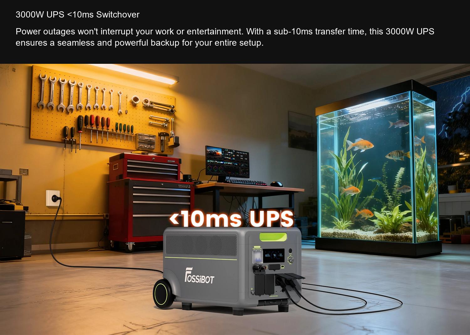 FOSSiBOT F7200 3000W UPS <10ms Switchover