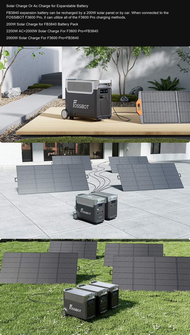 FOSSiBOT FB3840 Solar Charge Or Ac Charge for Expandable Battery