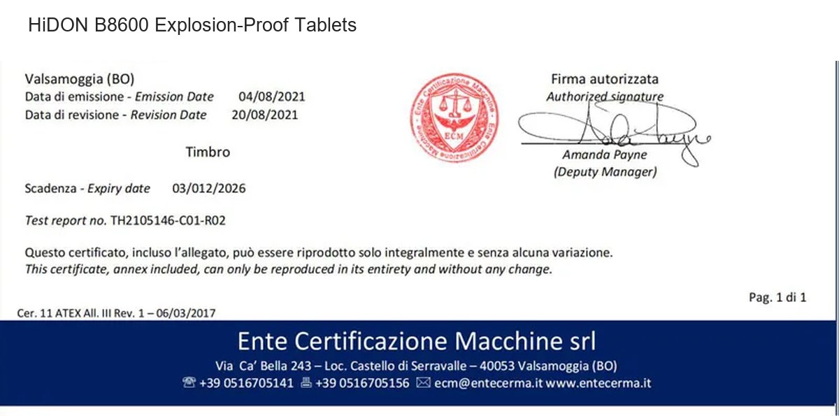 HiDON B8600 explosion-proof tablets product features