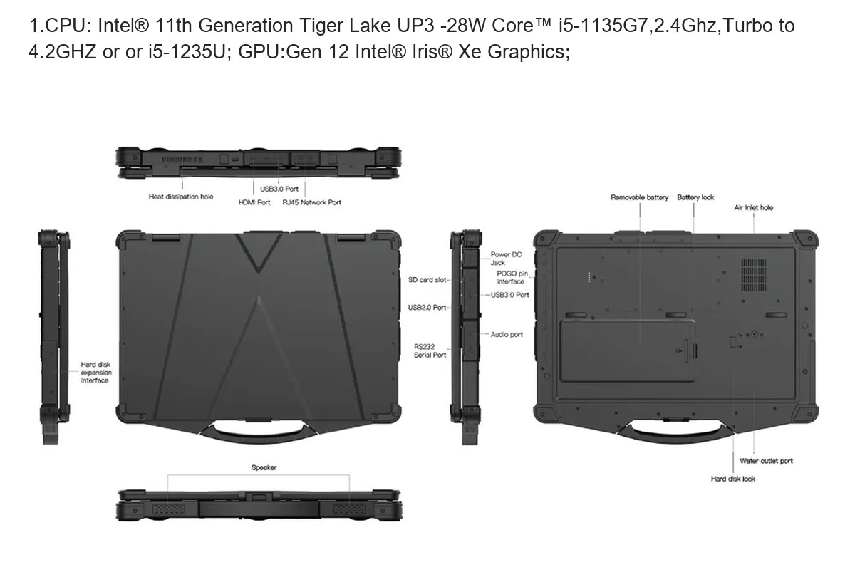 HiDON HR15i5 rugged laptops product features