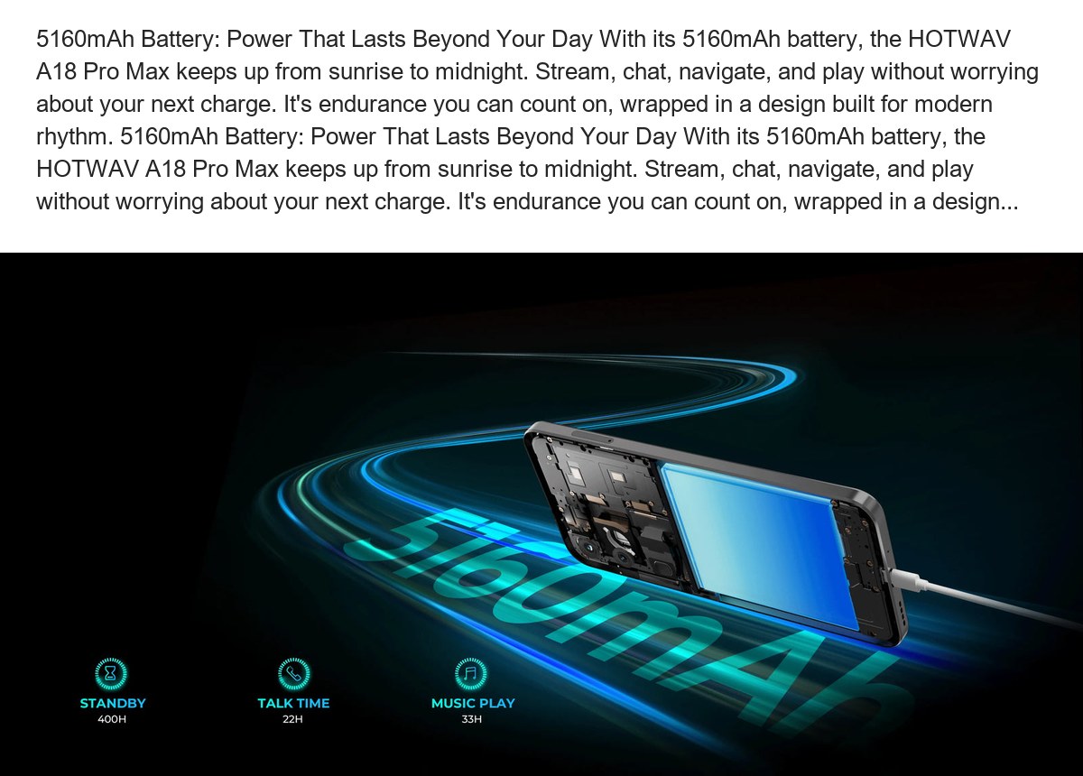 6.65" Real Pill-shaped Hole-punch HD+ Display Experience next level style with HOTWAV A18 Pro Max and its vibrant incell HD+ scree - view 12
