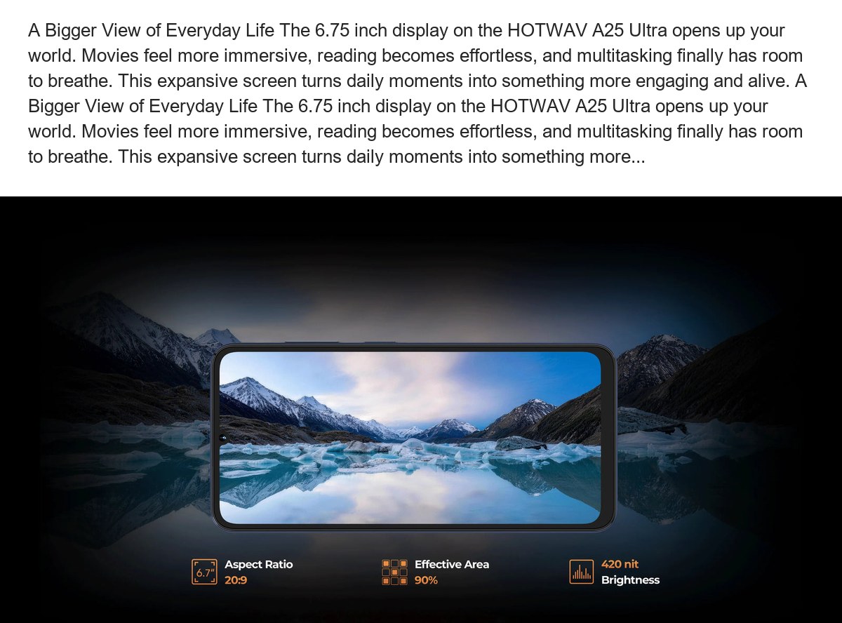 Lightness(225g) and Elegance (8.5mm) At just 225 grams and a slim 8.5 millimeters, the HOTWAV A25 Ultra almost disappears in your - view 6