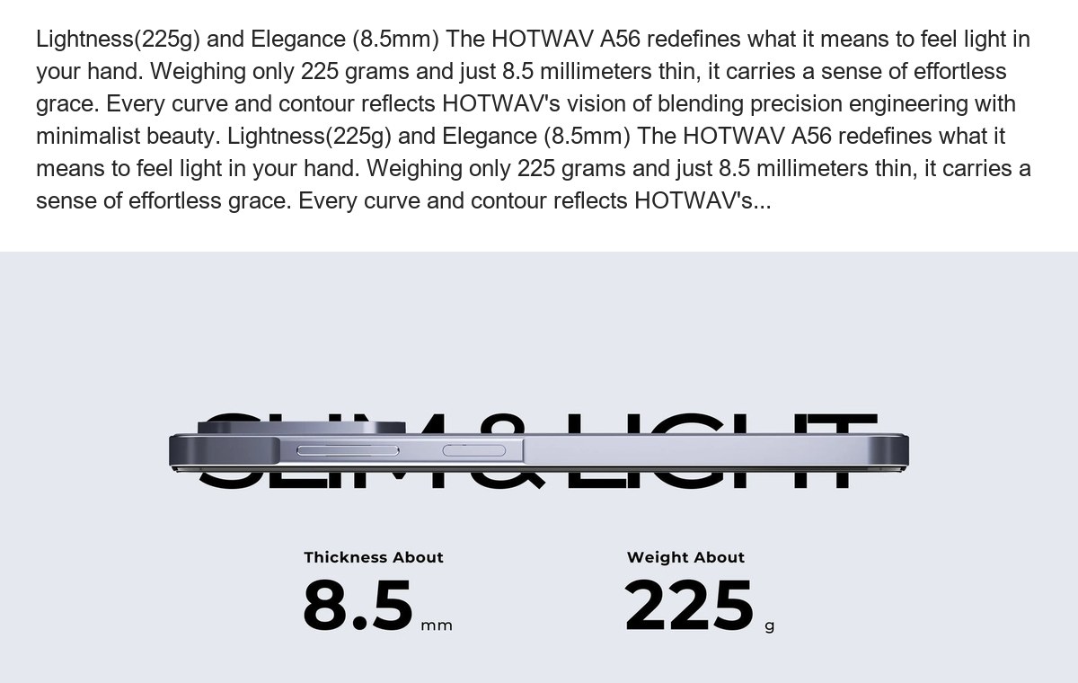 A56 Lightweight&Thin丨6.75" HD Display丨120Hz Refresh Rate Octa-core Processor丨4GB RAM, 128GB ROM丨13MP+5MP 5160mAh Battery丨Android 1 - view 3