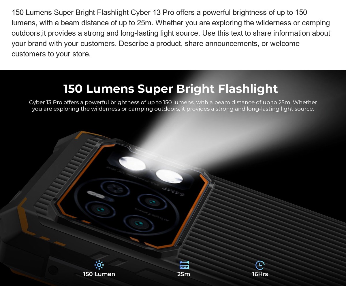 150 Lumens Super Bright Flashlight Cyber 13 Pro offers a powerful brightness of up to 150 lumens, with a beam distance of up to 25 - view 20