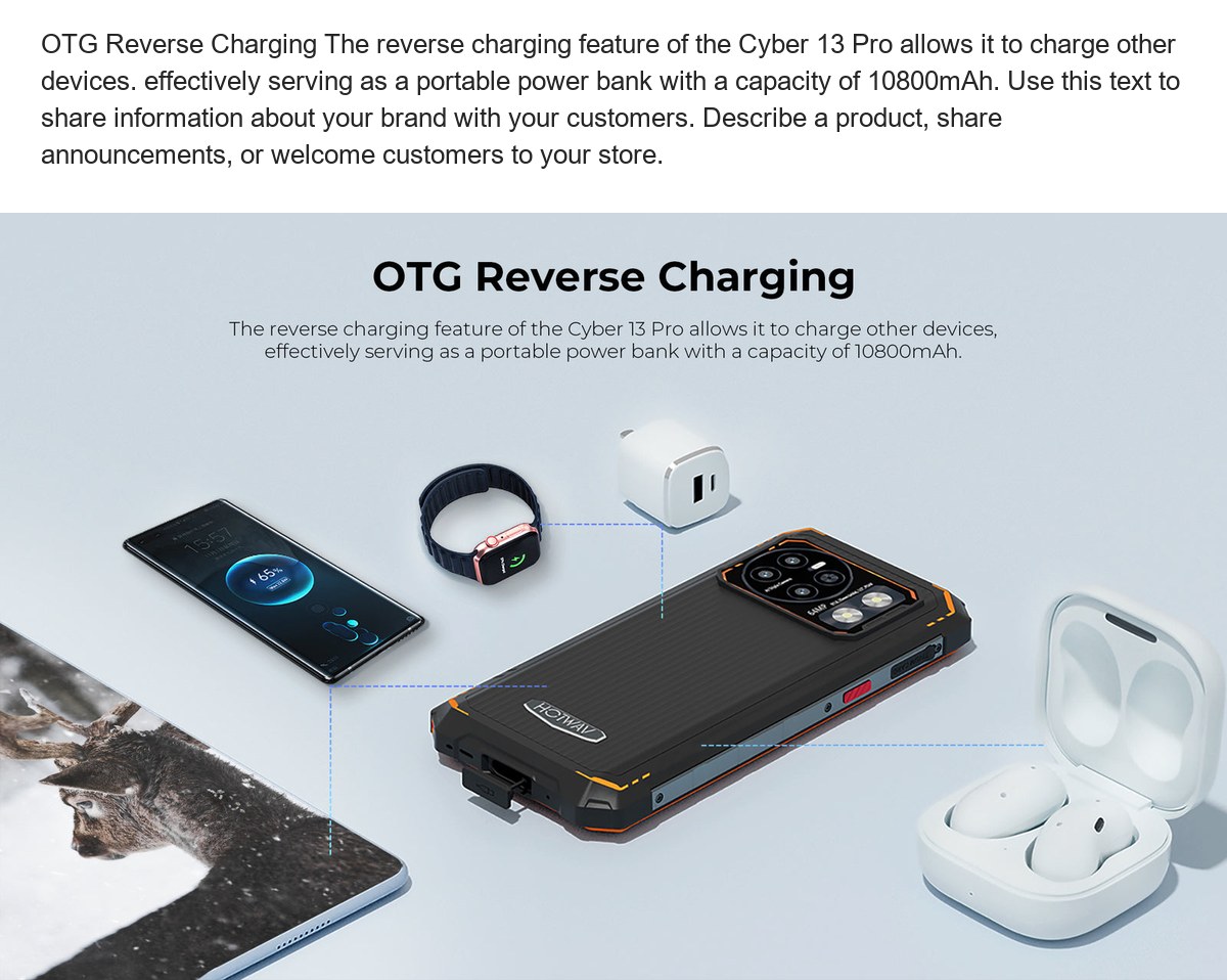 OTG Reverse Charging The reverse charging feature of the Cyber 13 Pro allows it to charge other devices. effectively serving as a - view 54