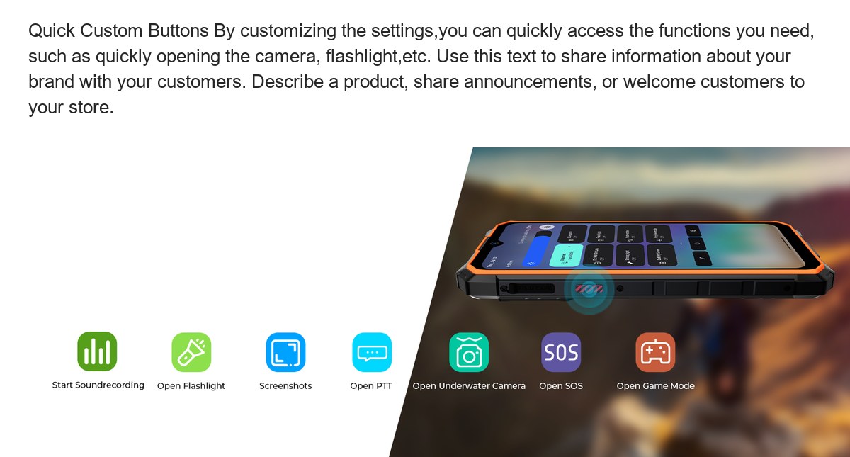 Quick Custom Buttons By customizing the settings,you can quickly access the functions you need, such as quickly opening the camera - view 78