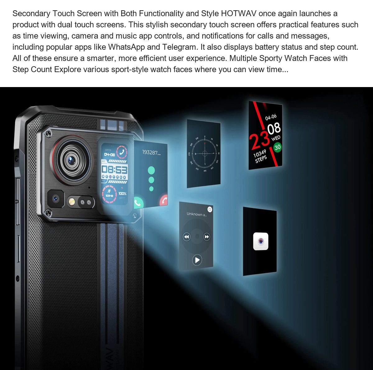 Secondary Touch Screen with Both Functionality and Style HOTWAV once again launches a product with dual touch screens. This stylis - view 35