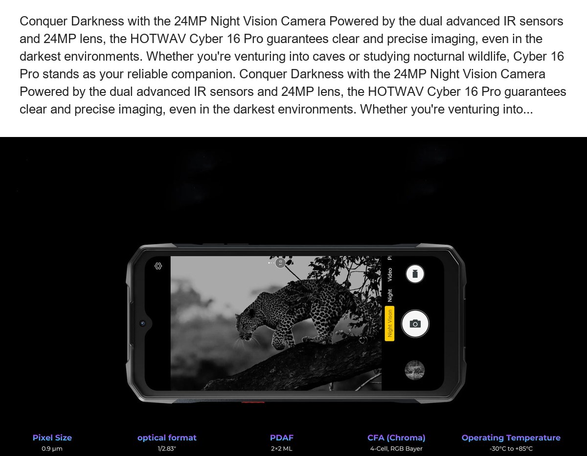 AI-Boost Night Mode HOTWAV has collaborated with PixSmart and incorporated their Super Night algorithm for Cyber 16 Pro, which dyn - view 57