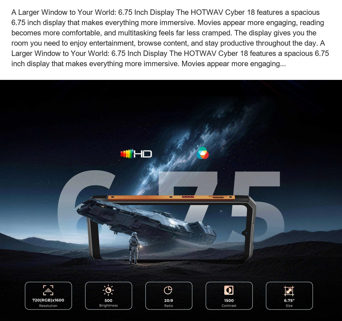 IP68&IP69K, MIL-STD-810 IP68&IP69K, MIL-STD-810 Where Design and Convenience Come Together: Secondary Touch Screen The HOTWAV Cybe - view 24