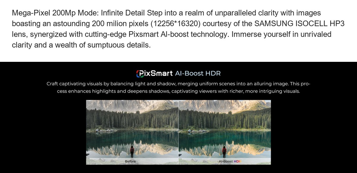 Mega-Pixel 200Mp Mode: Infinite Detail Step into a realm of unparalleled clarity with images boasting an astounding 200 milion pix - view 104
