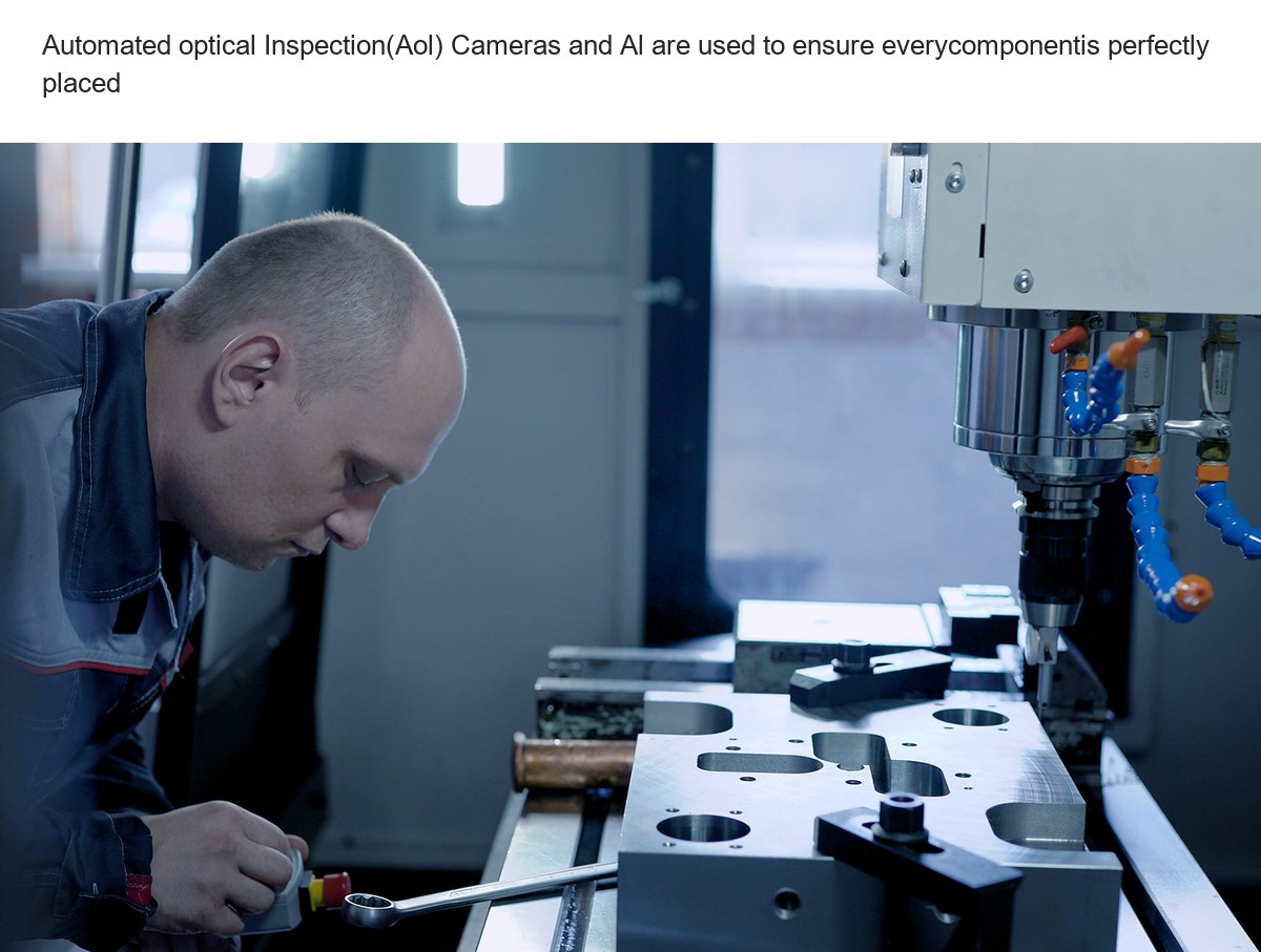 Automated optical Inspection(Aol) Cameras and Al are used to ensure everycomponentis perfectly placed Hybrid Assembly Lines Robots - view 17