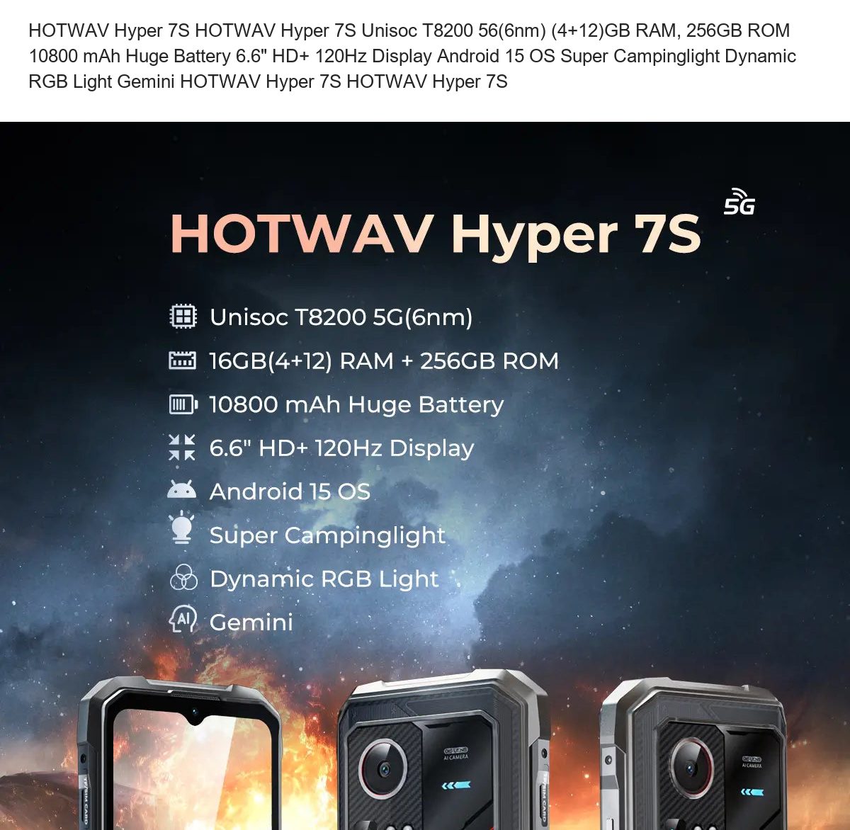 HOTWAV Hyper 7S HOTWAV Hyper 7S Unisoc T8200 56(6nm) (4+12)GB RAM, 256GB ROM 10800 mAh Huge Battery 6.6" HD+ 120Hz Display Android - view 12