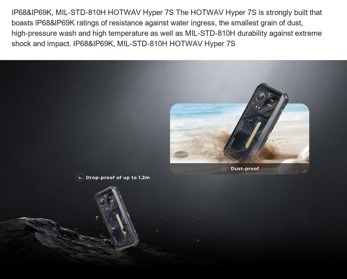 IP68&IP69K, MIL-STD-810H HOTWAV Hyper 7S The HOTWAV Hyper 7S is strongly built that boasts lP68&lP69K ratings of resistance agains - view 33