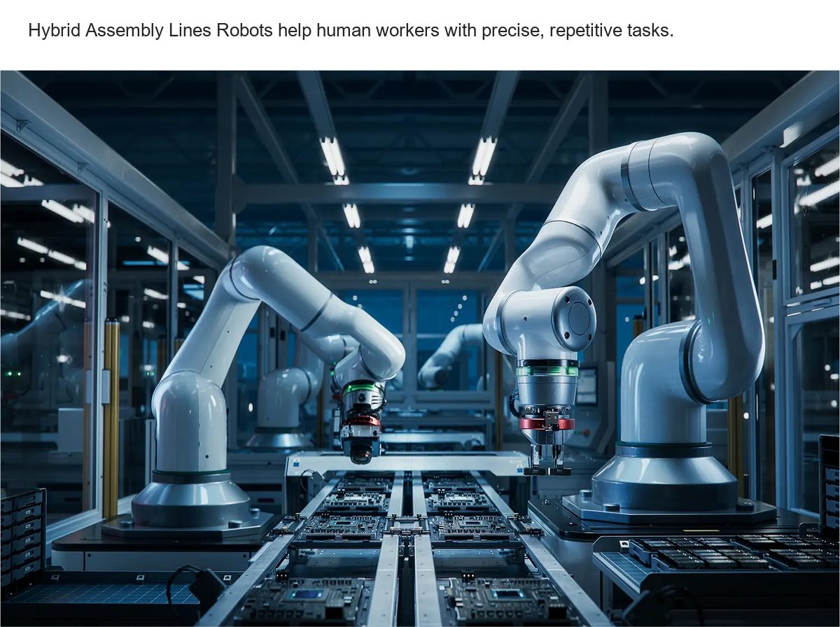 Automated Optical Inspection (AOI) Cameras and AI are used to ensure every component is perfectly placed. Hybrid Assembly Lines Ro - view 39
