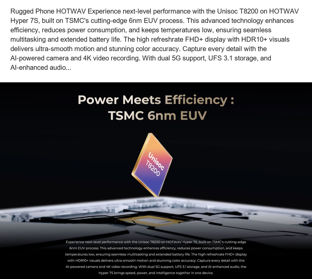 Rugged Phone HOTWAV Experience next-level performance with the Unisoc T8200 on HOTWAV Hyper 7S, built on TSMC's cutting-edge 6nm E - view 47