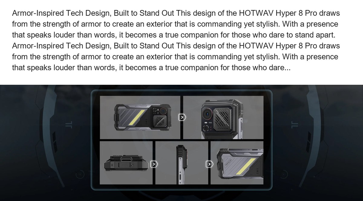 Armor-Inspired Tech Design, Built to Stand Out This design of the HOTWAV Hyper 8 Pro draws from the strength of armor to create an - view 26