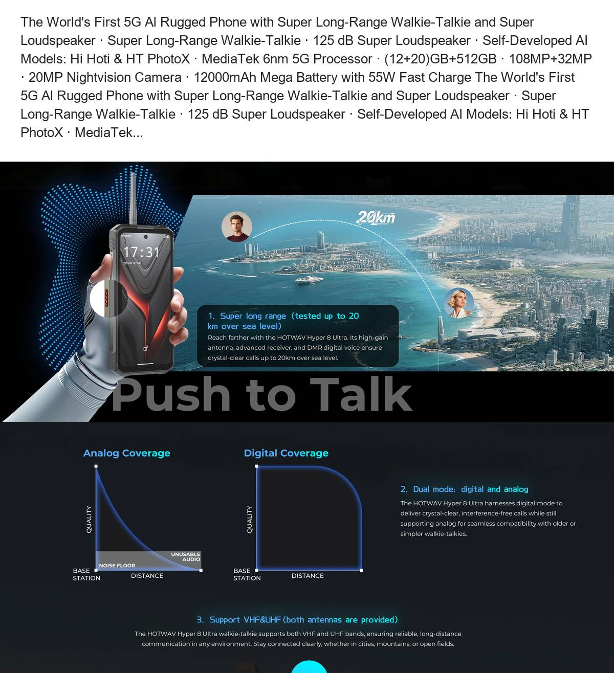 The World's First 5G Al Rugged Phone with Super Long-Range Walkie-Talkie and Super Loudspeaker · Super Long-Range Walkie-Talkie · - view 14