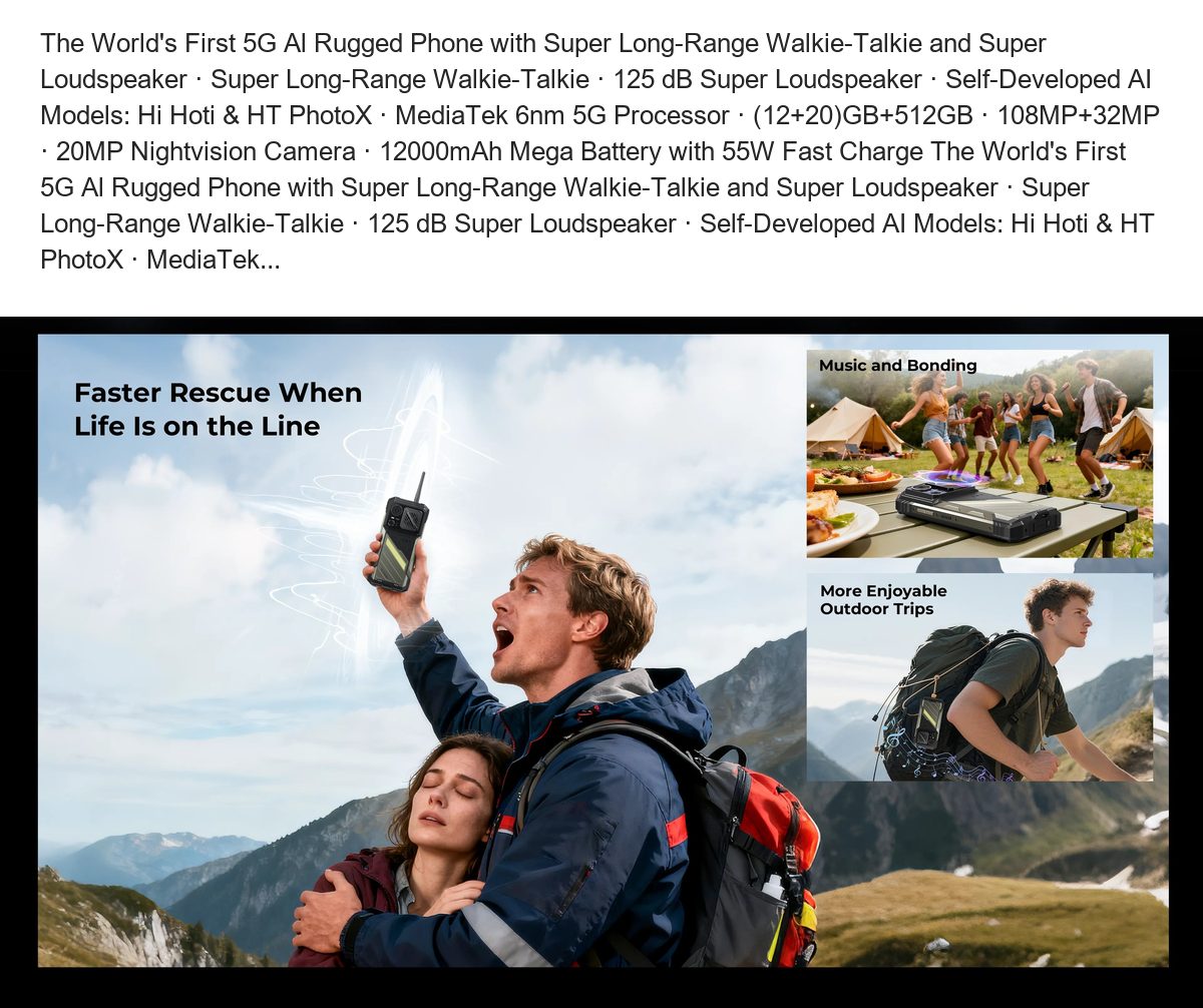 The World's First 5G Al Rugged Phone with Super Long-Range Walkie-Talkie and Super Loudspeaker · Super Long-Range Walkie-Talkie · - view 18