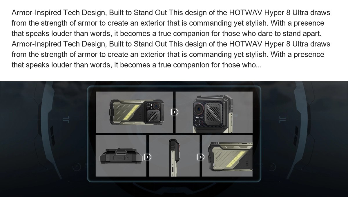 Armor-Inspired Tech Design, Built to Stand Out This design of the HOTWAV Hyper 8 Ultra draws from the strength of armor to create - view 29