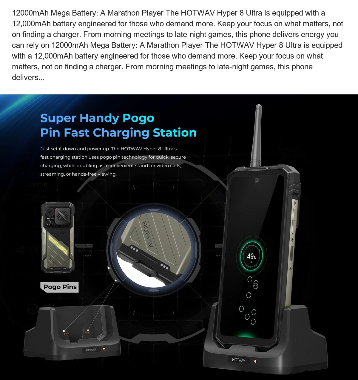 12000mAh Mega Battery: A Marathon Player The HOTWAV Hyper 8 Ultra is equipped with a 12,000mAh battery engineered for those who de - view 50