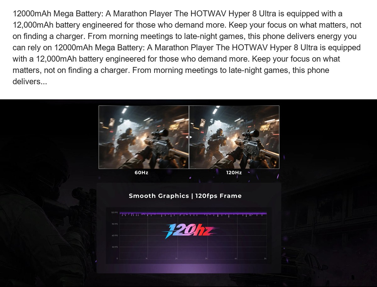 12000mAh Mega Battery: A Marathon Player The HOTWAV Hyper 8 Ultra is equipped with a 12,000mAh battery engineered for those who de - view 56
