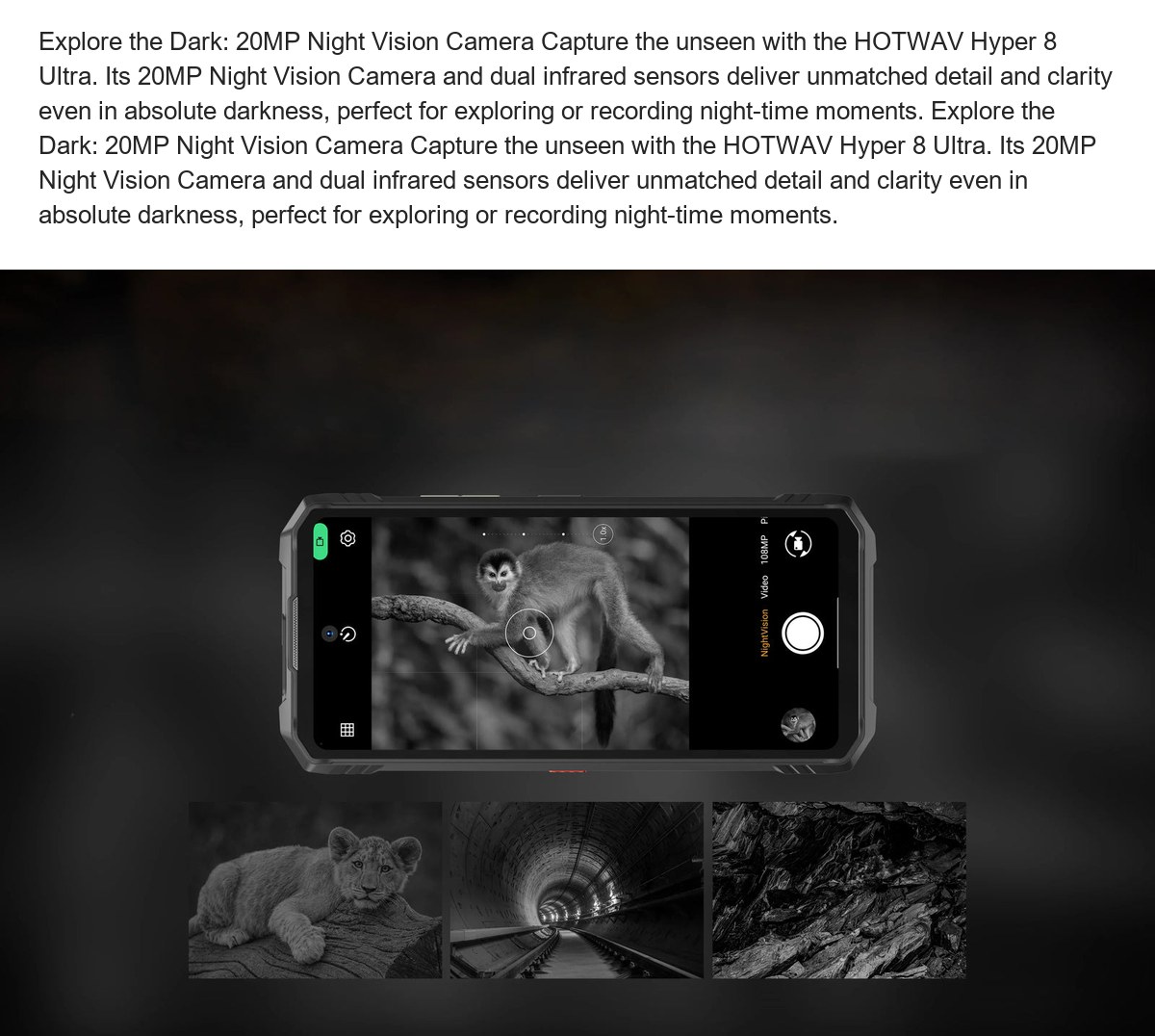 Mono Mode HOTWAV Hyper 8 Ultra transforms ordinary scenes into timeless black and white master- pieces. Its optimized camera setti - view 74