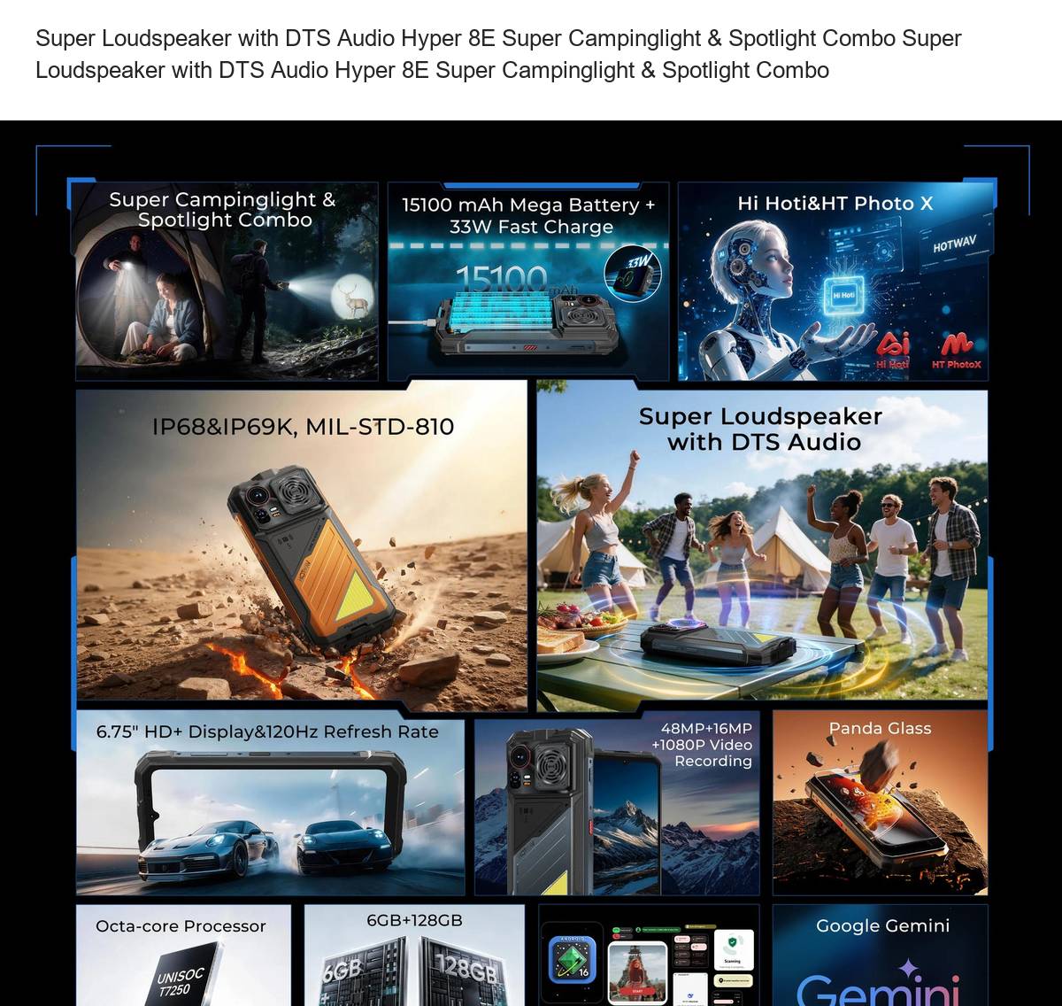 Super Loudspeaker with DTS Audio Hyper 8E Super Campinglight & Spotlight Combo Super Loudspeaker with DTS Audio Hyper 8E Super Cam - view 2